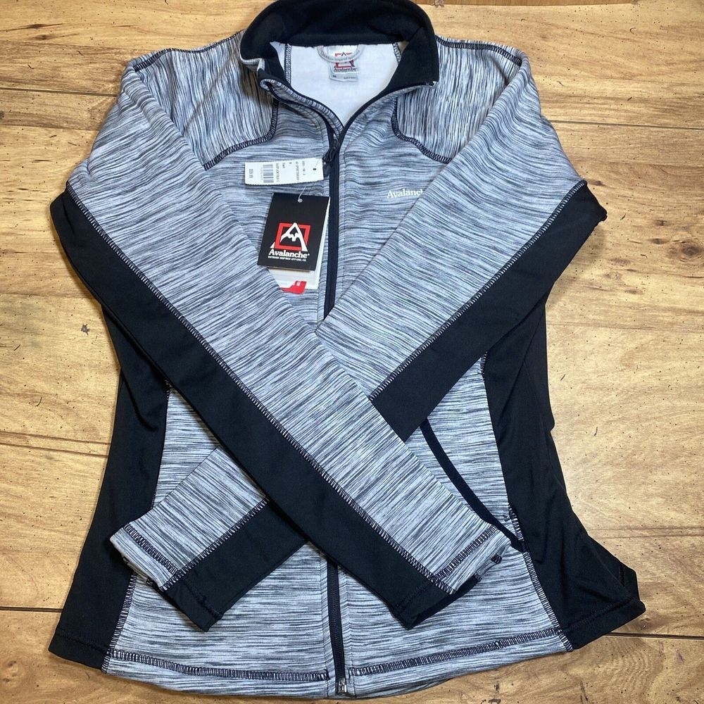 NWT Women's M Avalanche Outdoor Sportswear Jacket Black/Gray Striped, Ski Layer